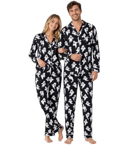 Image of RAISEVERN Couple Christmas Matching Pajamas Long Sleeve Pjs Set Sleepwear