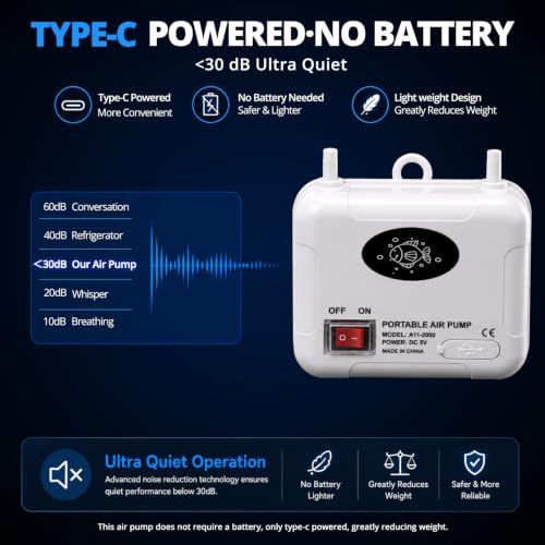 Image of Small Air Pump for Fish Tank 6 /12 Gallons, Aerator for Bait Bucket,Bubbler Stones for Aerator, Bait Bucket Air Pump,Quiet Voice, Suitable for Tropical Fish Enthusiasts and Fishing Enthusiasts