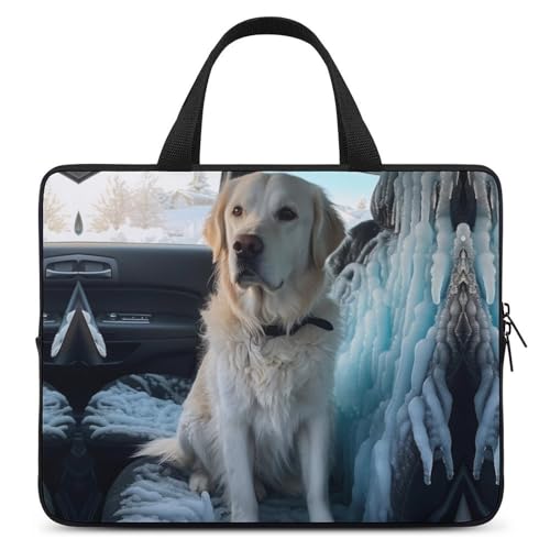 Funda de portátil de 33 cm ultrafina diseño perro en el hielo