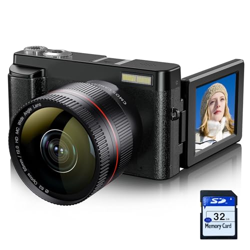 Newest Digital Camera with Wide Angle Lens, Vlogging Camera for Photography and Video, 3.0 Inch Digital Camera wuth 180° Flip Screen 16X Digital Zoom, FHD 1080P Video Camcorder with MAX 24.0MP 30FPS