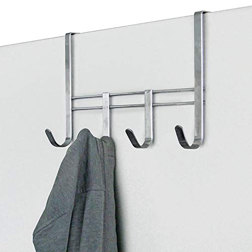 Preisvergleich Produktbild BURI Metall Türgarderobe mit 4 Haken Garderobenleiste Kleiderhaken Türhaken Garderobe