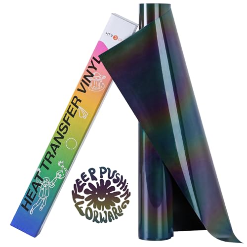 Image of HTVRONT Reflective HTV Heat Transfer Vinyl Roll - 12 inch x 8ft Reflective Iron on for Shirts, Reflective HTV for Cricut & Cameo - Easy to Cut & Weed for Heat Design (Reflective Rainbow)