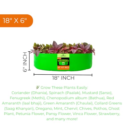 Image of Kingwell grow bags 18x6 inches pack of 2 Grow Bag For Terrace Garden Leafy Vegetable Plant Grow Bags Fruits Growing Containers For terrace Gardening