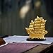 Sailing Ship Statue Wealth Ship Feng Shui Decor for Fortune, Wealth and Prosperity - Decorative Gold Wealth Sailing Boat Décor for Office and Home - Corner Living Room Nautical Decoration