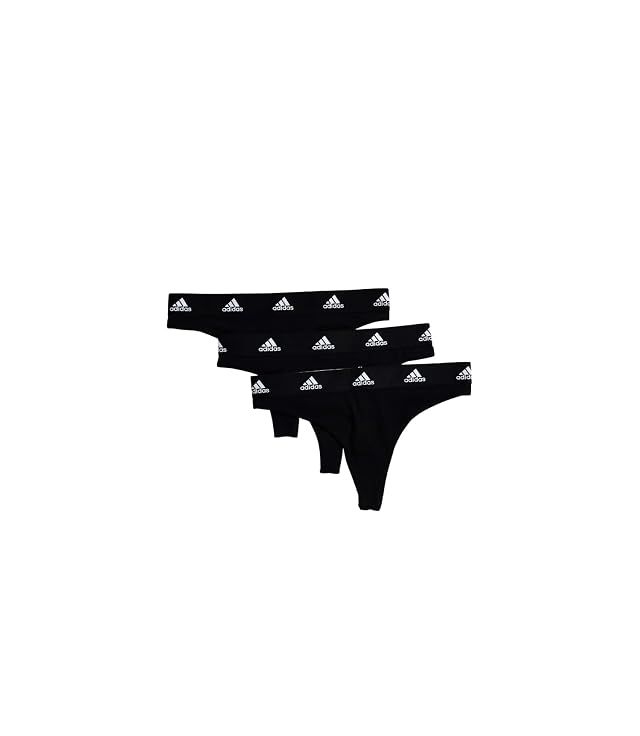 adidas womens Cotton Stretch Thong Panties 3-pack