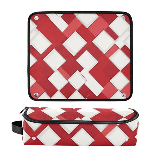 Estuche de viaje 2 en 1 para rizador y alfombrilla resistente al calor, portátil para planchas, rizadores y alisadores, blanco y rojo miniatura 3