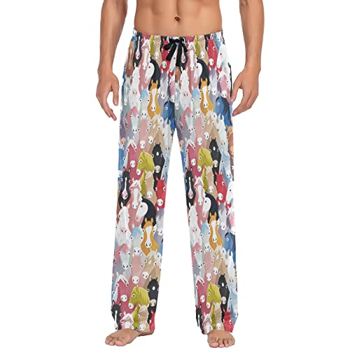 Colorful Horses Pattern Men's Pajama Pants Sleepwear Lounge Pajama Bottoms