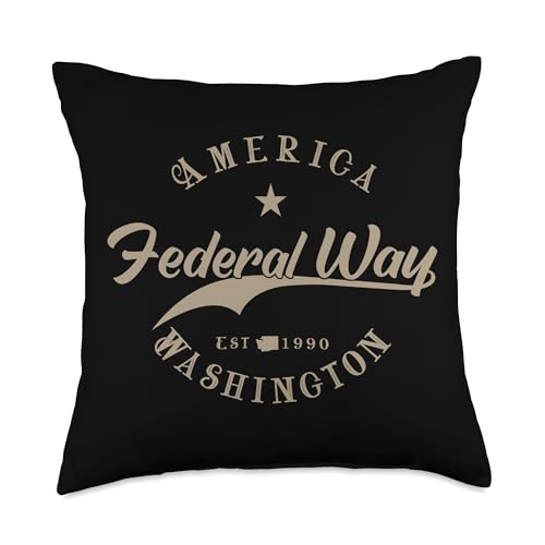 Souvenir Federal Way - Washington by Colorsoul Federal Way WA | Washington Throw Pillow, 18x18, Multicolor