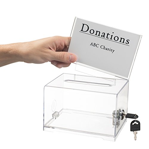 Adiroffice Acrylic Ballot Box Donation Box With Lock (6.25 X 4.5 X 4 Inches, Clear) & Adiroffice Acrylic Ballot Box Donation Box With Lock (10 X 10 Inches, Pink) Bundle #TOP6