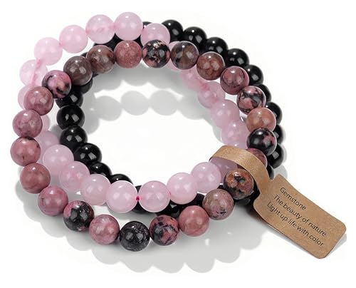 Image of WEIZAIJY Crystal Beaded Bracelet for Women 3 Pack - Natural Stone Chakra Healing Bracelets for Anxiety & Stress Relief, Meditation Yoga Gifts
