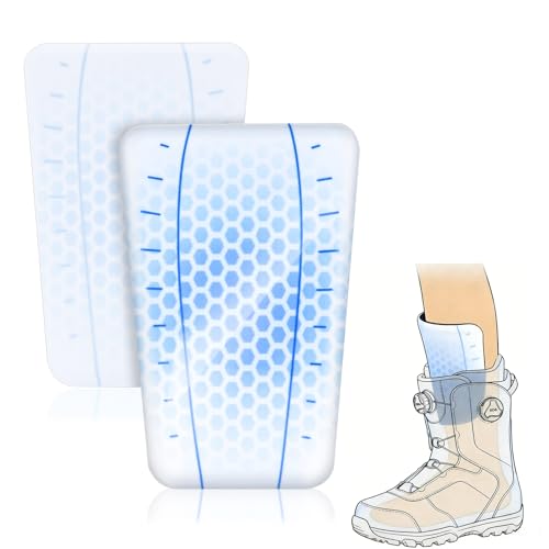 Ski Shin Guards for Boots, Reusable Ski Gel Guards Shin Pads Designed for Ski Boot Liners to Reduce Pressure and Provide Anti Shin Bang Protection