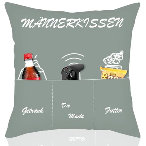 SFSSHUI 45 x 45 cm Gift Decorative Cushion Cover, Men's Cushion Cover, Funny Cushion Cover, Funny Men, Men's Cushion with Pockets, Birthday Gift for Men, Father's Day Gift