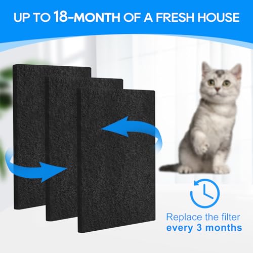 Cunina Litter Box Filter Compatible with Van Ness Large Cat Litter Box CP6, Charcoal Filters Replacement for Hooded Cat Litter Boxes & Pans,Carbon Odor Filters for Pureness F6 Zeloite Air Filter 6PCS