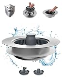 Hibbent Upgraded 3 in 1 Kitchen Sink Drain Strainer and Stopper Combo, Stainless Steel Metal Pop Up Sink Stopper, 3 Anti-Clogging Basket Strainer with Handle for US Standard 3-1/2 Inch Drain