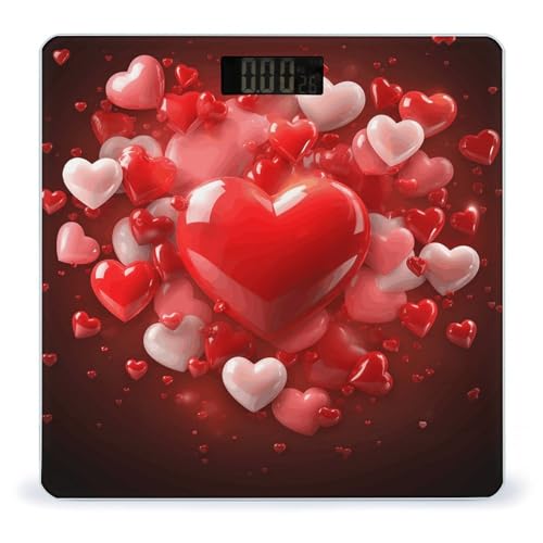 Báscula digital Love Red Hearts para baño 400 lb