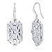 BERRICLE Sterling Silver Art Deco Milgrain Statement Chunky Fish Hook Drop Dangle Earrings for Women, Cubic Zirconia CZ