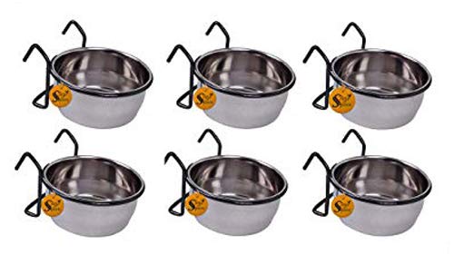 Sage Square Rustproof Stainless Steel Cage Food, Seed, Water Feeder Cum Bowl with Holder clamp for Birds (225ml) (Pack of 6) (B08CZHPHMT) Amazon Price History, Amazon Price Tracker
