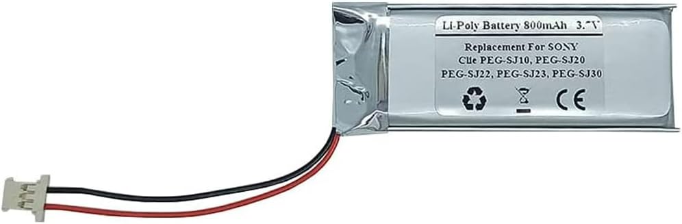 800mAh Replacement Battery Compatible With Sony Clie PEG-SJ10 PEG-SJ20 PEG-SJ22 PEG-SJ23 PEG-SJ30 PEG-SJ30/GW PEG-SJ30/H PEG-SJ30/HW PEG-SJ30/U PEG-SJ30G PEG-SL10, LIS1259,LIS1296,175630411,175630414
