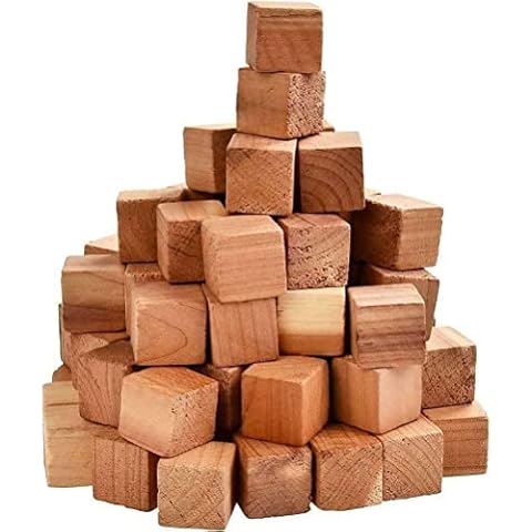ASPIRE UK Cedar Wood Cubes Naturally Repels Moths 100% Natural Cedar Square Block For Storage Accessories Closets And Drawers Mildew And Mustiness 2cm - Pack Of 24 Cover