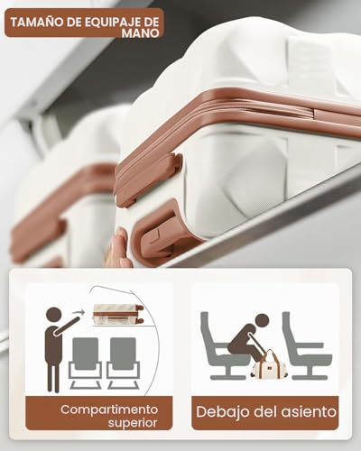 Miniatura 9 de Sea Choice Maletas De Viaje Rígidas De Abs 55cm Elegante Maleta Con Bolso Y Neceser Juego Maletas De Viaje Ligeras Con Cerradura Tsa Set 3 Piezas Con 4 Ruedas Dobles 38l, Beige Marrón