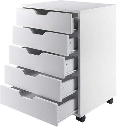 Miniatura 9 de Scranton & Co - Archivador móvil de madera con 5 cajones, color blanco