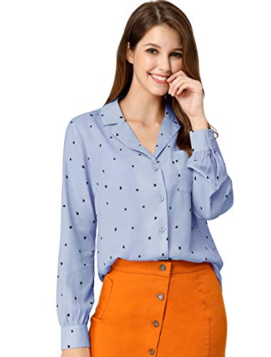 Allegra K Women's 1950s Vintage Long Sleeve Printed Button Down Tops