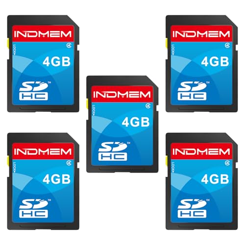 INDMEM SD Card 4GB 5 Pack SDHC Class 4 Flash Memory Card 4 G