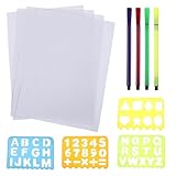 KAILIKETIY 画板尺子 アルファベット数字ステンシル 定規 学習補助 向け 加工で手に優しい 色鮮やかで楽しく知育に