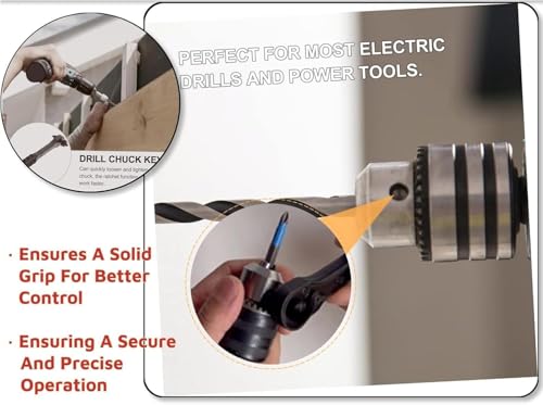 Image of 2-in-1 Ratchet Drill Chuck Key Wrench - Universal Chuck Key Replacement Tool for Drill, Compatible with Most Electric Drills and Power Tools