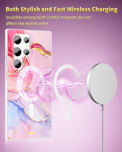 Coque Samsung S22 Ultra anti-chute avec bride rose et MagSafe - 4