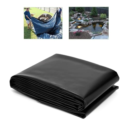Revestimiento de estanque de 3 x 7 m, 0,12 mm, forro de PVC negro flexible para estanques de peces, jardines acuáticos y macetas, base de goma duradera para características de agua (tamaño: 12 x 12 m)