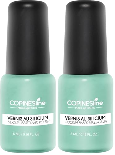 COPINESLINE - Vernis Silicium Bleu pastel - Actifs Fortifiants -Longue Tenue - Sans Perturbateurs Endocriniens - Convient Femmes Enceintes & Vegan - 5ml (Lot de 2)