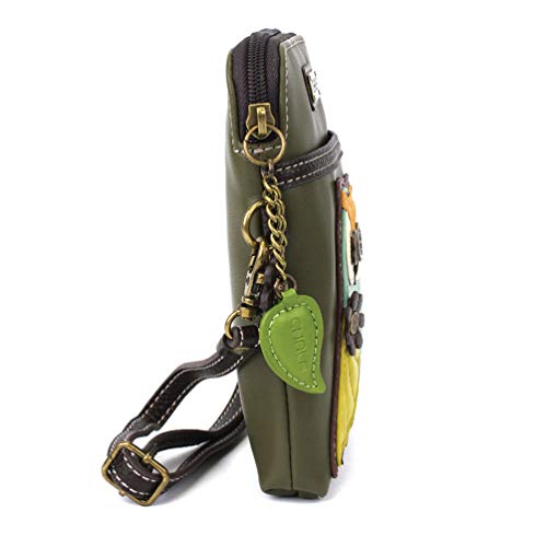 Image of CHALA Bird Collection Cell Phone Crossbody Purse-Women PU Leather /Canvas Multicolor Handbag with Adjustable Strap