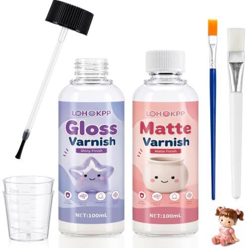 100 ml x 2 beits voor klei, luchtgedroogd, mat, glanzend, transparant, voor polymeerlak, glanzend, voor houtpasta, waterdicht, voorkomt krassen en scheuren