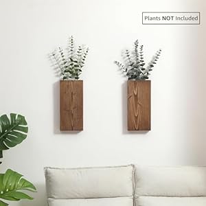 Wood wall planter set of 2 wood wall pocket for greenery and dried flowers indoor wood hanging vase modern farmhouse wall decor for eucalyptus stems decorations walnut  urban country home decor