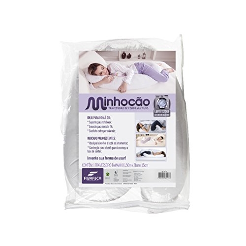 Travesseiro de Corpo Minhocão para Gestante - 21x150 cm - Fibrasca, Branco