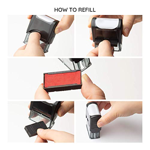 Self Inking Rubber Stamp, Refillable Red Ink Preinstalled - (9/16" x 1-1/2") (Scanned) - Thumbnail 6
