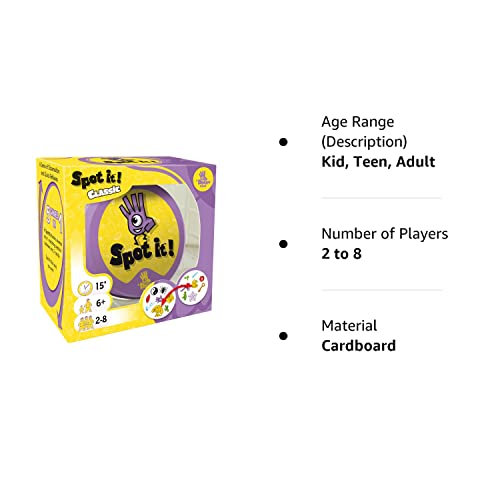 Spot It! Classic Card Game | Game For Kids | Age 6+ | 2 To 8 Players | Average Playtime 15 Minutes | Purple And Yellow Packaging | Made By Zygomatic #TOP7