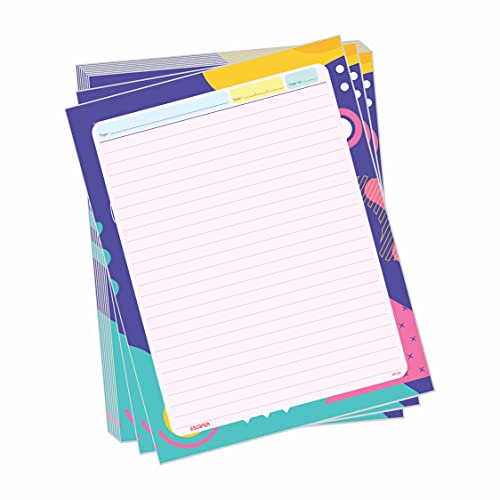 ESCAPER Abstract Theme Project Papers - Multicolor Practical Sheets for Assignment, Art & Craft One Side Ruled Lines Paper, Designer Ruled Coloured Paper, Perfect for School Projects