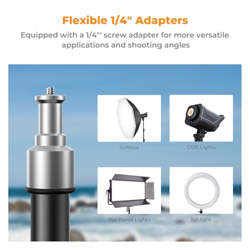 Image of K&F Concept Light Stand for Photography, 6.5ft /2M Portable Extendable Photo Video Tripod Stand, Lighting Tripod with 1 /4 inch Screw for Lighting /Strobe Light /Webcams /Cameras /Softbox, with Storage Bag