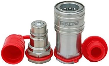 5/8" SAE Thread Ag Quick Connect Hydraulic Poppet Style Coupler | 1/2" Body Size | Tractor Attachments | ISO 5675 Heavy-Duty Coupling Set with Dust Caps | Model TL32