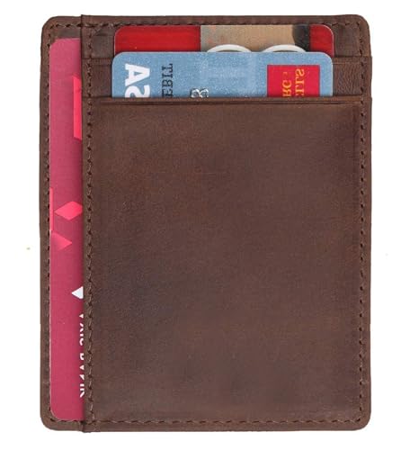Image of WildHorn Leather Card Holder for Men & Women (Brown Hunter)