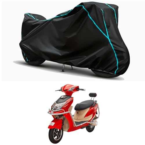 Image of Waterproof Bike Body Cover Compatible for | Tunwal TEM G33 | Taffeta Fabric, Sky Piping Design, Bottom Elastic Fit | Dustproof, Sun UV & Rain Protection for All Weather.