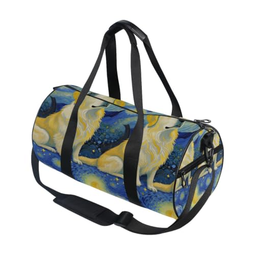 Bolsa de lona para viajes con bolsillo interior y estampado de noche estrellada