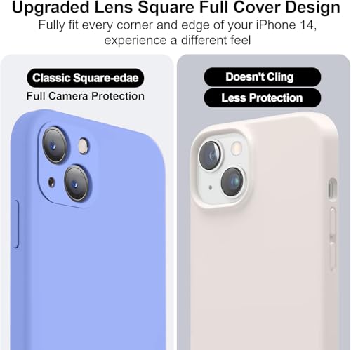 Image of DIZORO Microfiber Square Candy Case Compatible for iPhone 14 Plus, Shockproof Slim Back Cover Liquid Silicone Case (Purple)