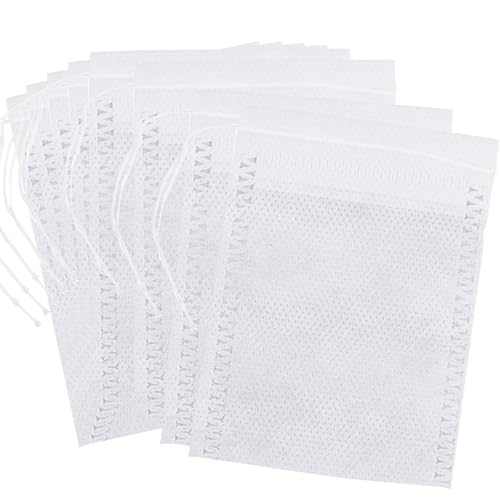 SZXMDKH Lot de 200 sachets à thé jetables rectangulaires Blanc en papier filtrant, 6 x 8 cm, avec cordon de serrage