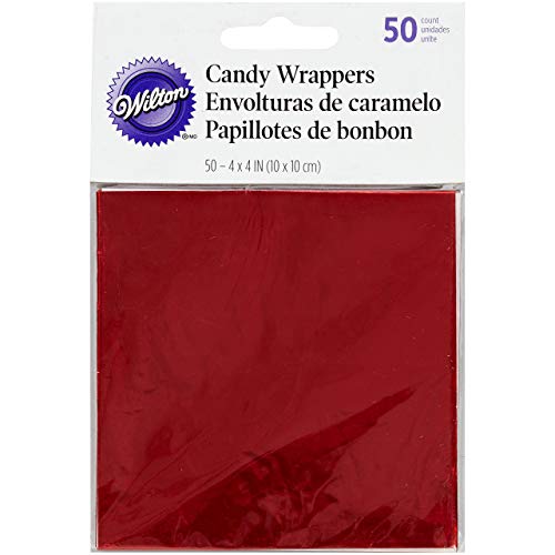 Wilton Foil Wrappers, 4-Inch by 4-Inch, Red, 50-Pack