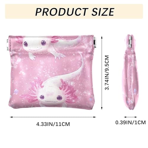 Kawaii Axolotl Coin Purse Leather Pouch Change Purse, Squeeze Coin Pouch for Cards, Keys & Lipsticks, Unisex3