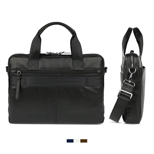 Maletín de cuero bugatti Romeo, sofisticado bolso de negocios negro con espacio de 13" 3