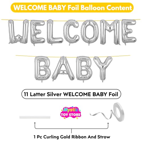 Image of Welcome Baby Banner Silver for Boy Girl Home Foil Balloon Decoration Decor Celebration Silveren
